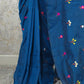 PhoolRani : Soft Cotton flower embroidery saree (Royal Blue)