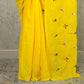 PhoolRani : Soft Cotton flower embroidery saree (Sunflower Yellow)