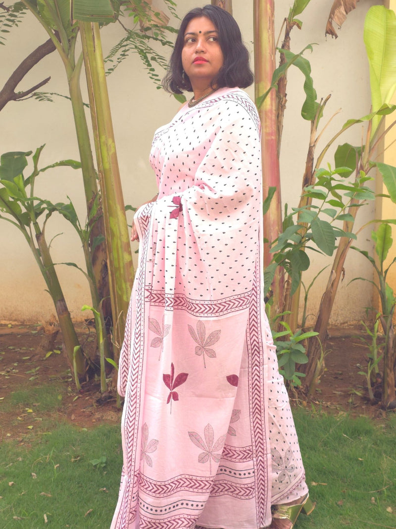 Phoolwari : Bagru Handblocked Pure Cotton Saree