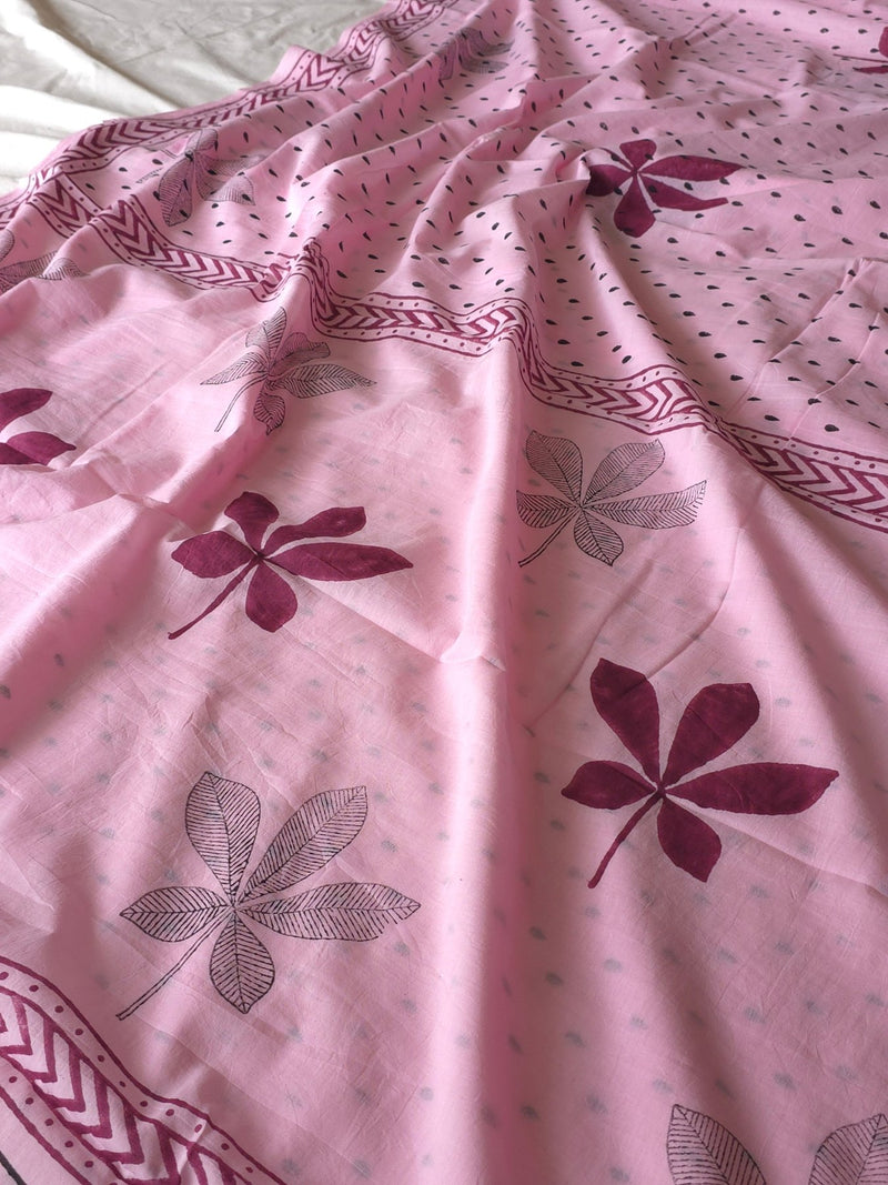 Phoolwari : Bagru Handblocked Pure Cotton Saree