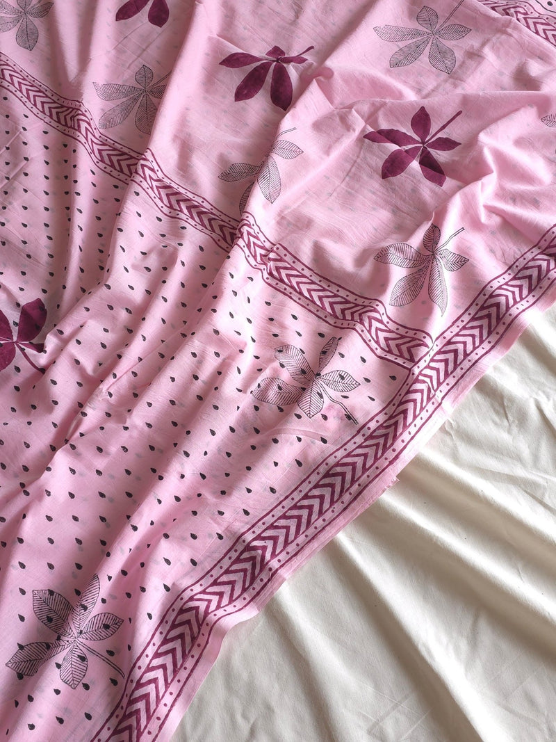 Phoolwari : Bagru Handblocked Pure Cotton Saree