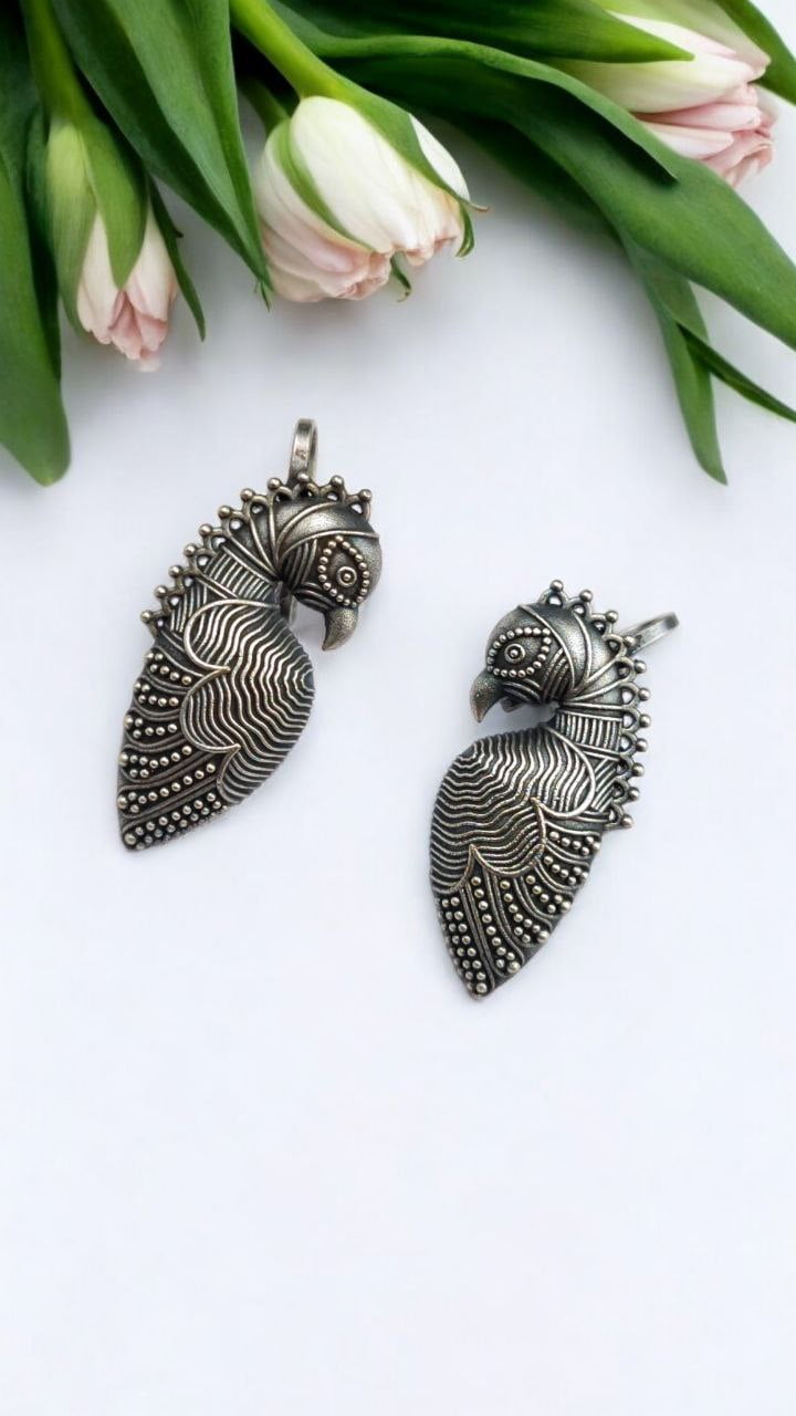 Peacock Earcuffs - Oxidised Earcuffs