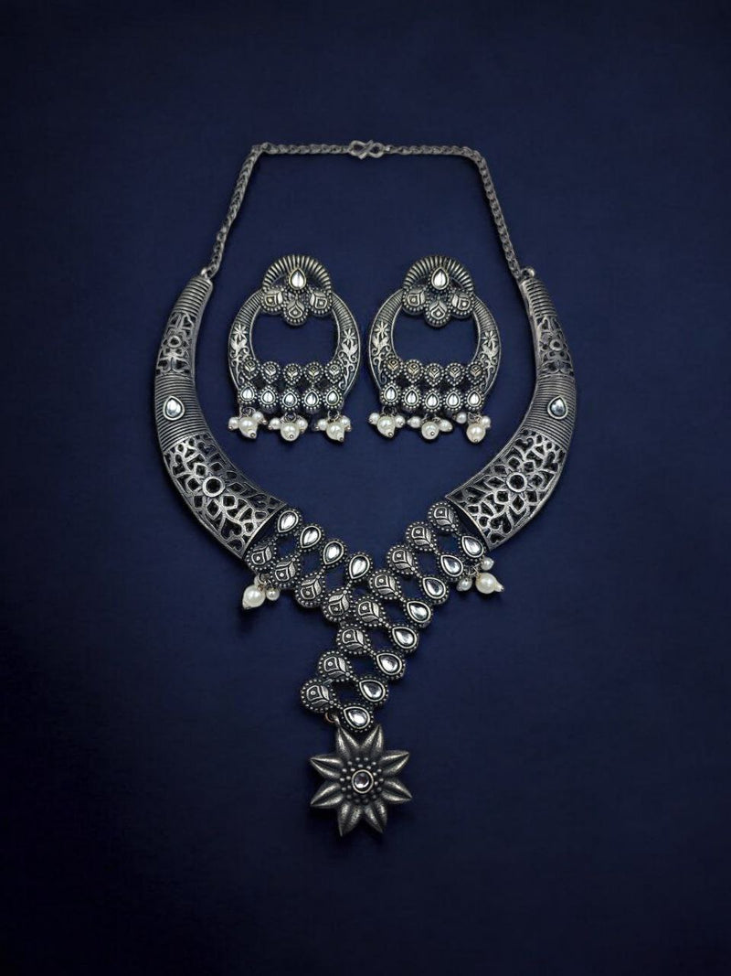 Hasali Necklace - Antique Designer Oxidized Jewelry