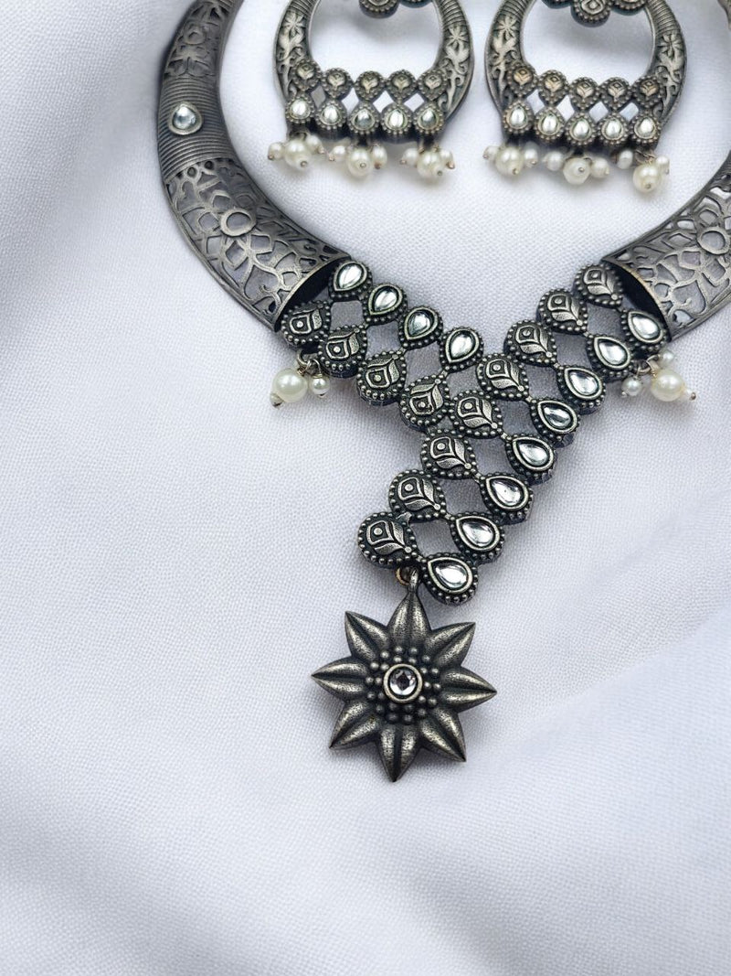 Hasali Necklace - Antique Designer Oxidized Jewelry