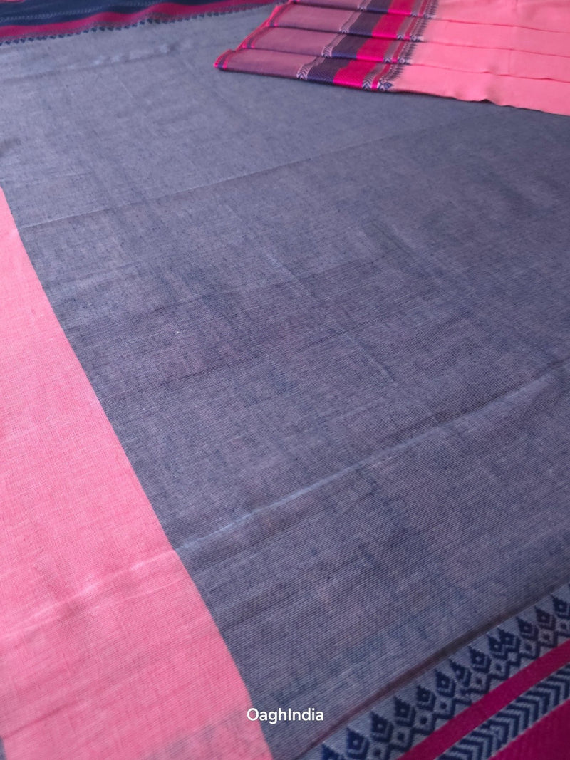 Pink candy : Pure Cotton  Handloom Saree