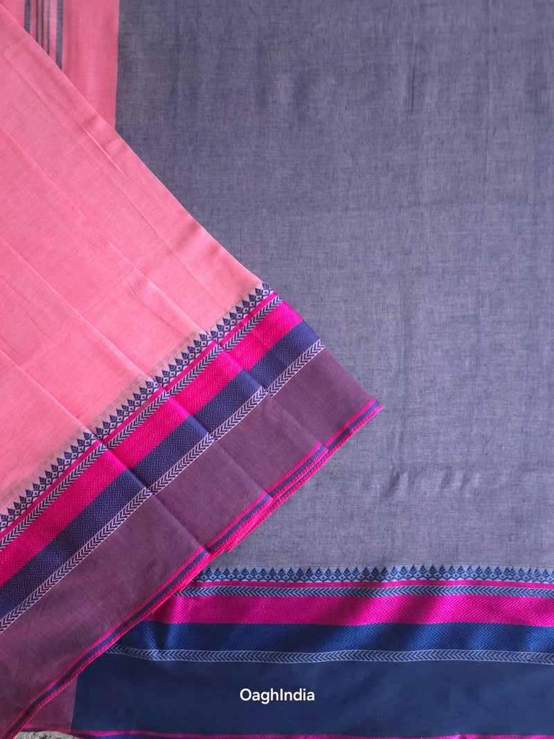 Pink candy : Pure Cotton  Handloom Saree