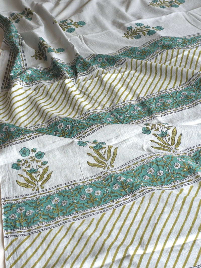 Pista : Bagru Handblocked Pure Cotton Saree