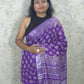 Plum  : Bagru Handblocked Linen Cotton Saree