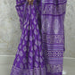 Plum  : Bagru Handblocked Linen Cotton Saree