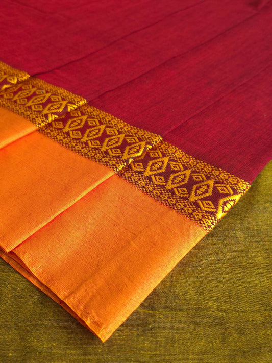 Plum : Pure Cotton Handloom Saree