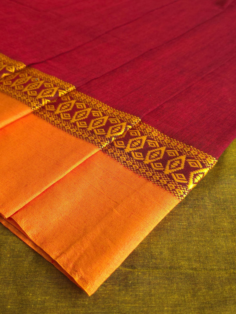 Plum : Pure Cotton Handloom Saree