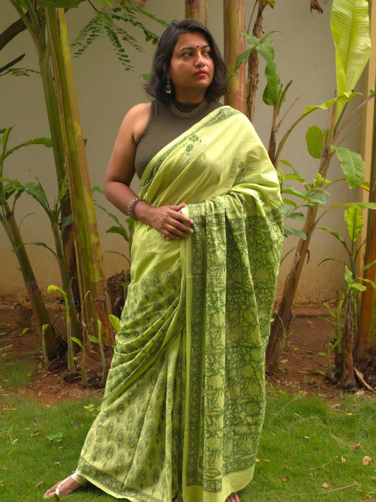Prakriti : Bagru Handblocked Pure Cotton Saree