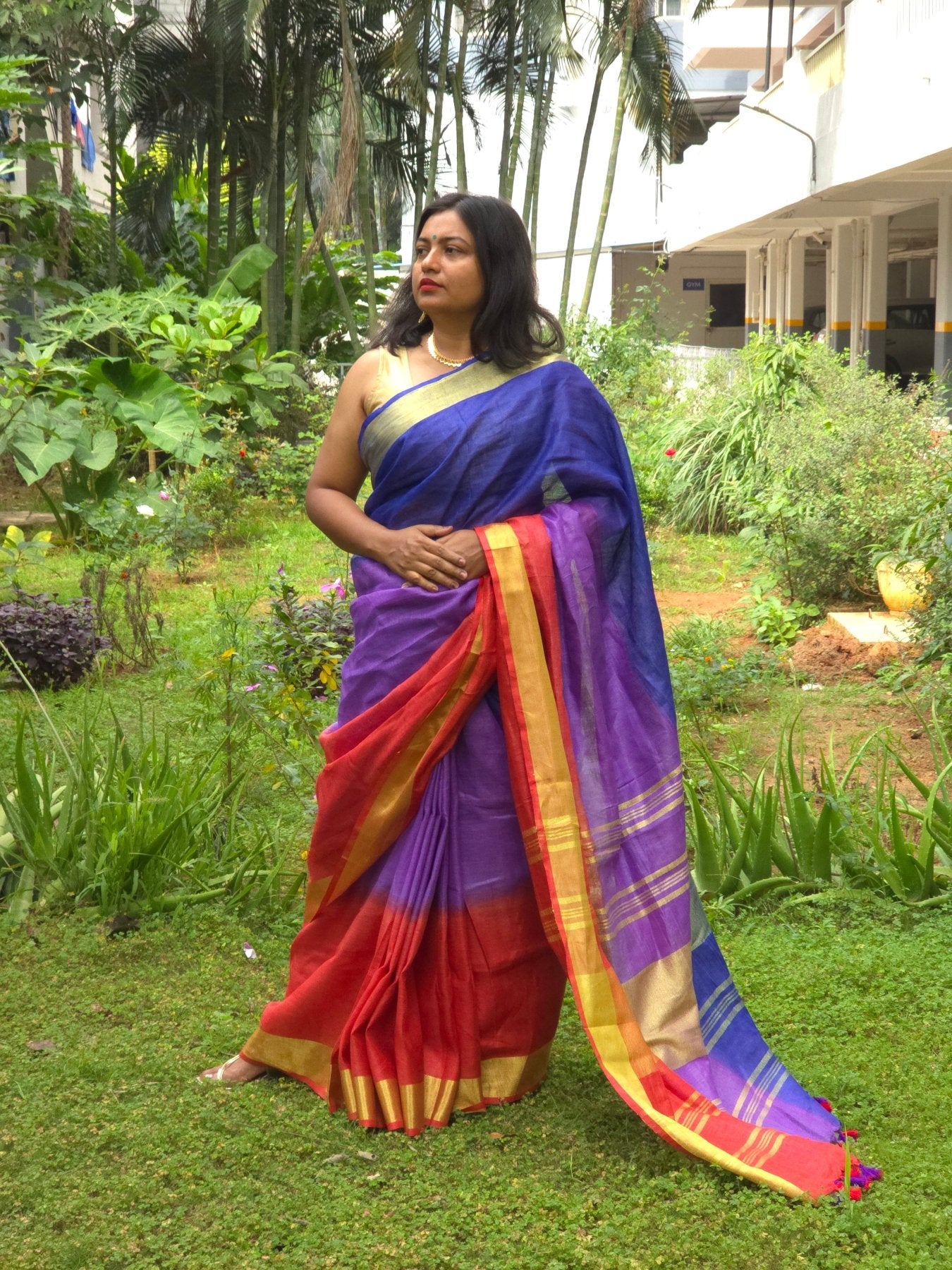Pravaah - Authentic Bhagalpur Linen Saree - Oagh India