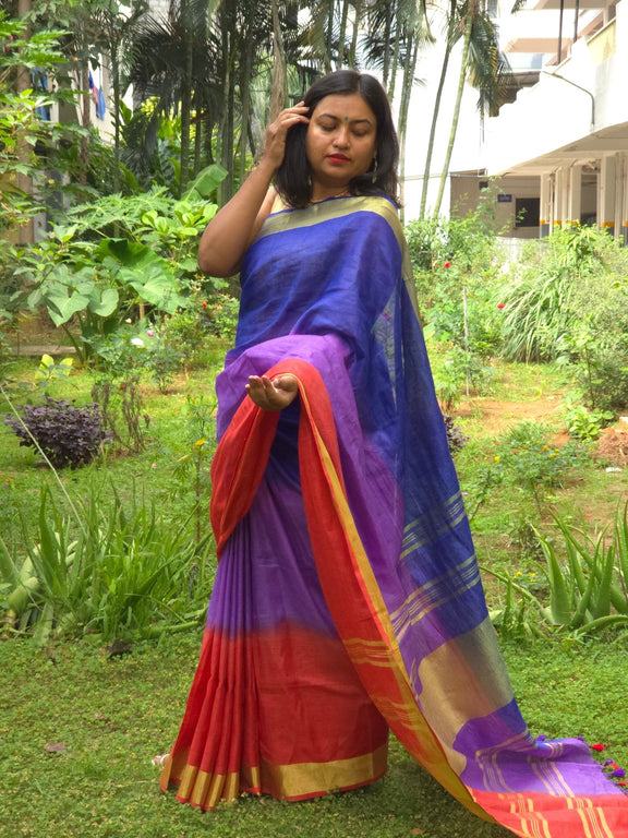 Pravaah - Authentic Bhagalpur Linen Saree - Oagh India