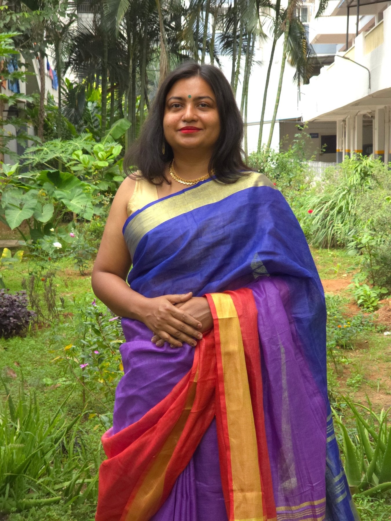 Pravaah - Authentic Bhagalpur Linen Saree - Oagh India
