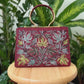 The Phuket Tote - Maroon | Embroidered Velvet Floral Tote Bag