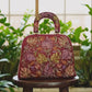 The Phukok Tote - Maroon | Embroidered Velvet Floral Tote