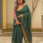 Qala - Green Linen Saree with Copper Zari border