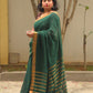 Qala - Green Linen Saree with Copper Zari border