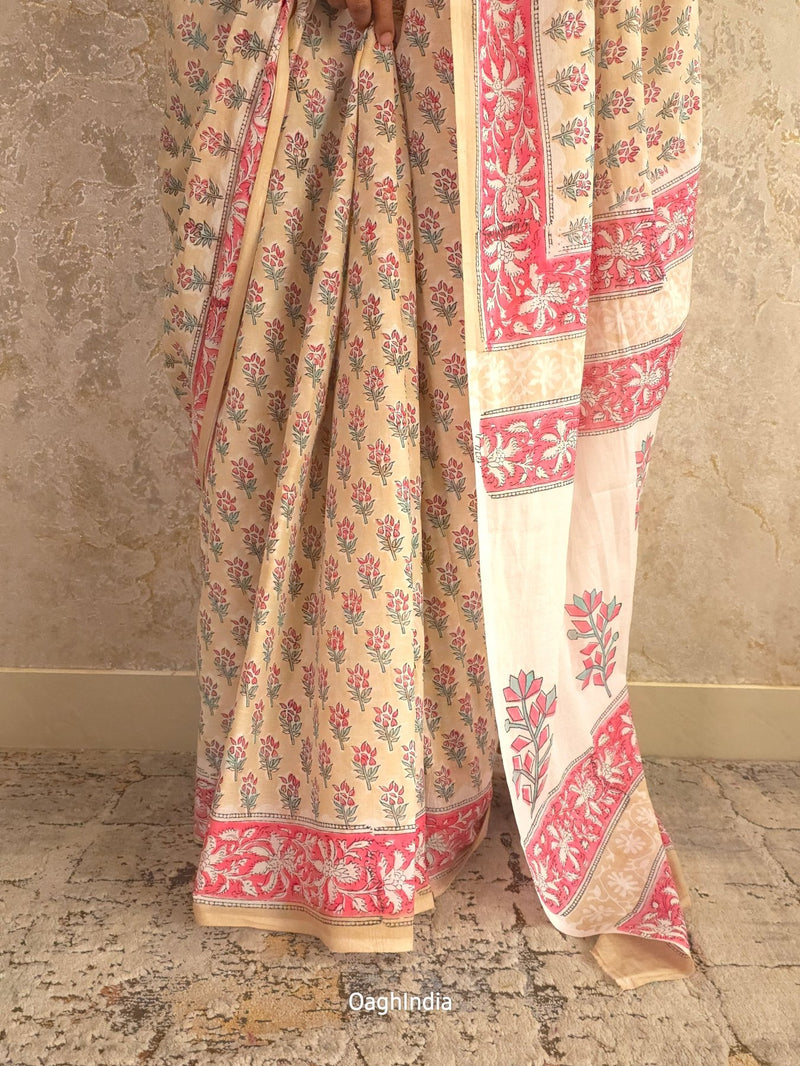 QueenBee : Bagru Handblocked Pure Cotton Saree