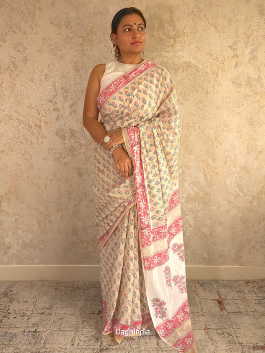 QueenBee : Bagru Handblocked Pure Cotton Saree