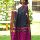 Raayi – Black Handloom Pure Cotton Saree with Magenta Panel and Buti Work