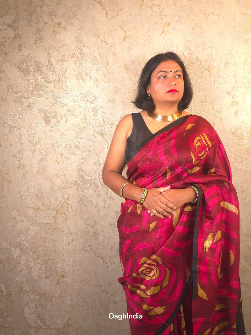 Rasika : Pure Silk Abstract Art Saree (Silk Mark) - Oagh India