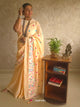 PhoolRani : Soft Khadi Cotton flower embroidery saree (Light Peach)