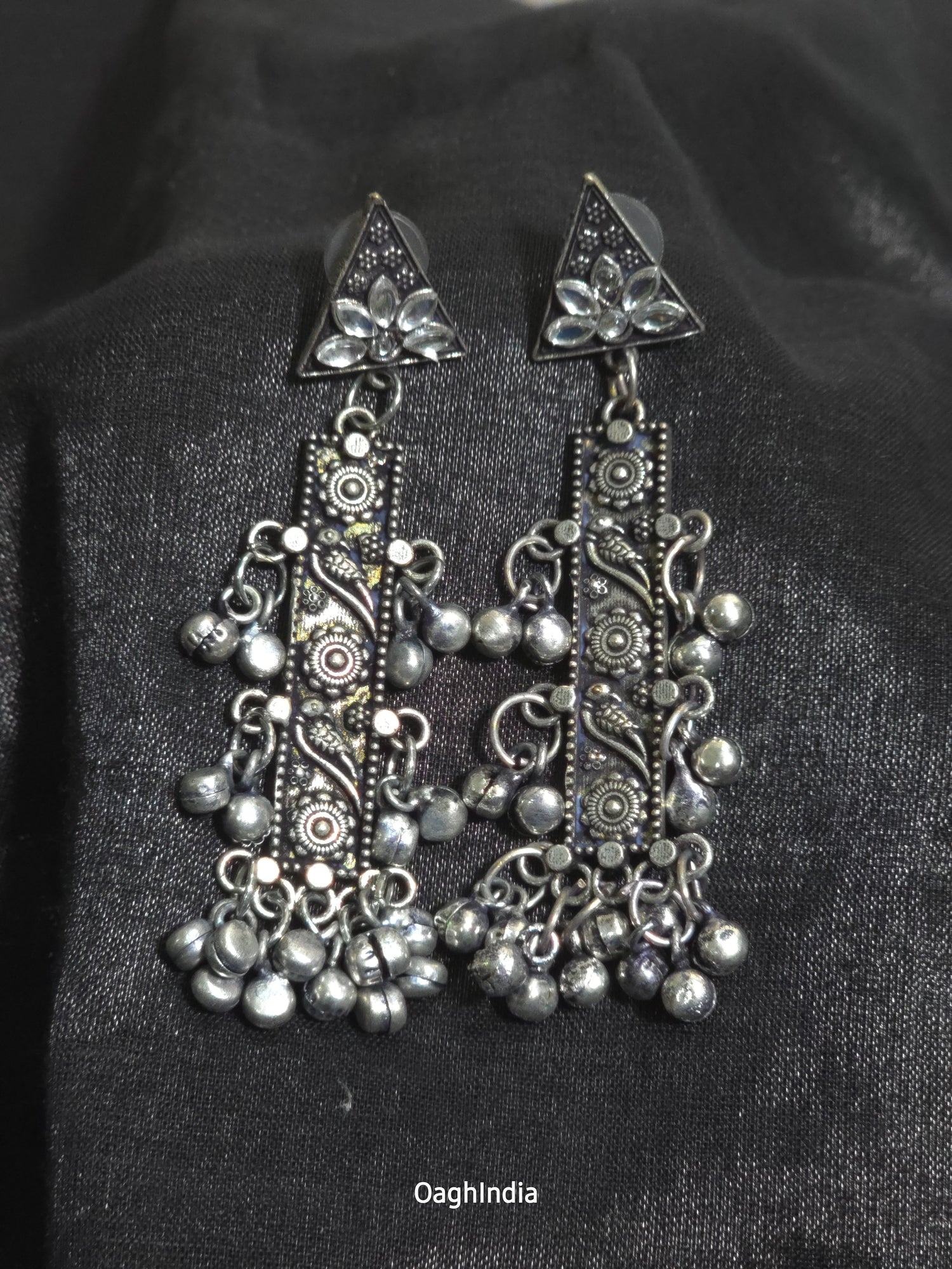 Kiya - Oxidised Dangler Earrings with beads