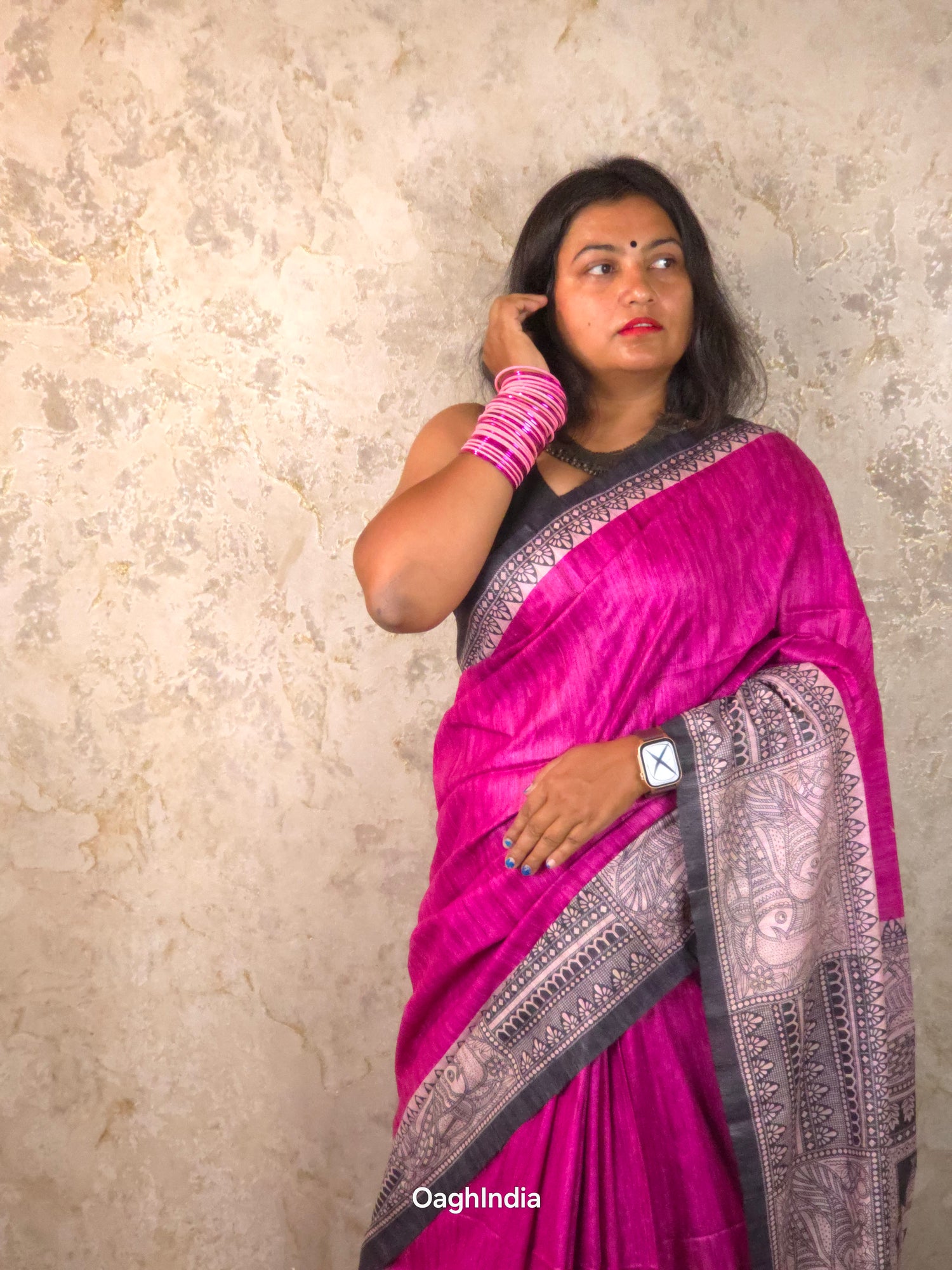 Amaya : Pure Silk Madhubani Art Saree (Silk Mark)