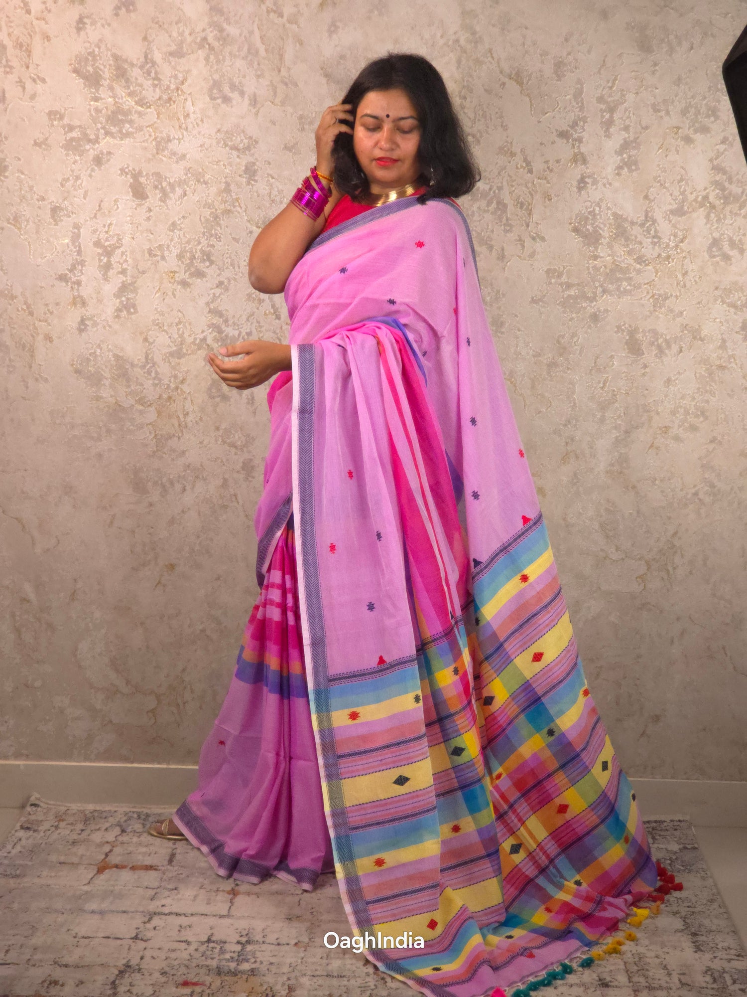 Chaitra : Pure Cotton Rainbow Saree