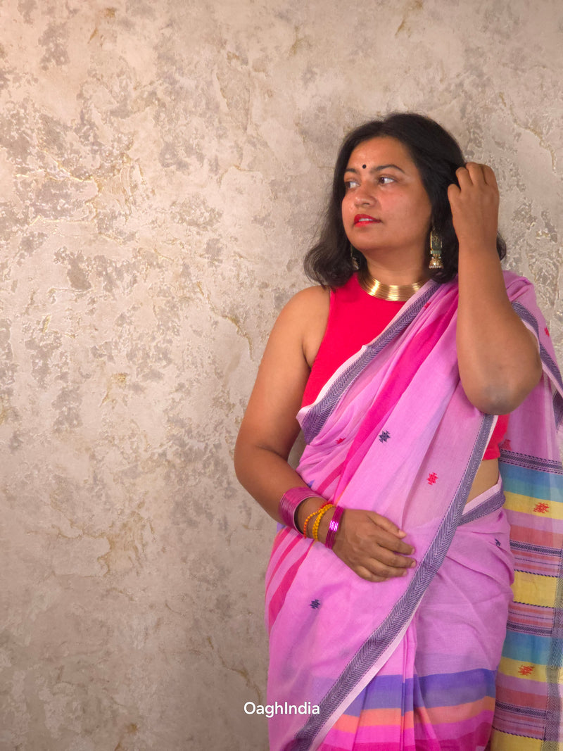 Chaitra : Pure Cotton Rainbow Saree