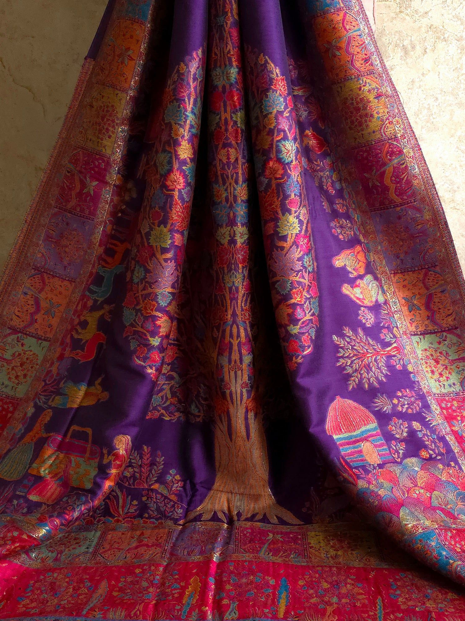 Tree of Life : Purple : Authentic Kashmiri Kani Saree