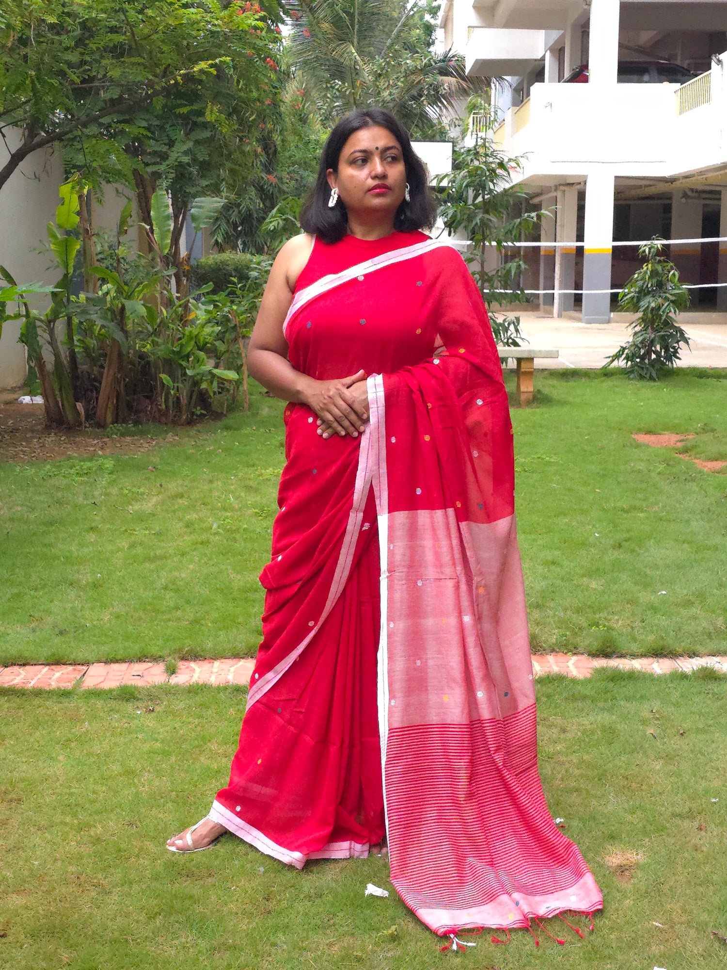 Anaya – Pure Cotton Red Saree