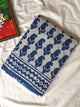 Bosslady - Leaf print White/Indigo Chanderi Cotton Saree