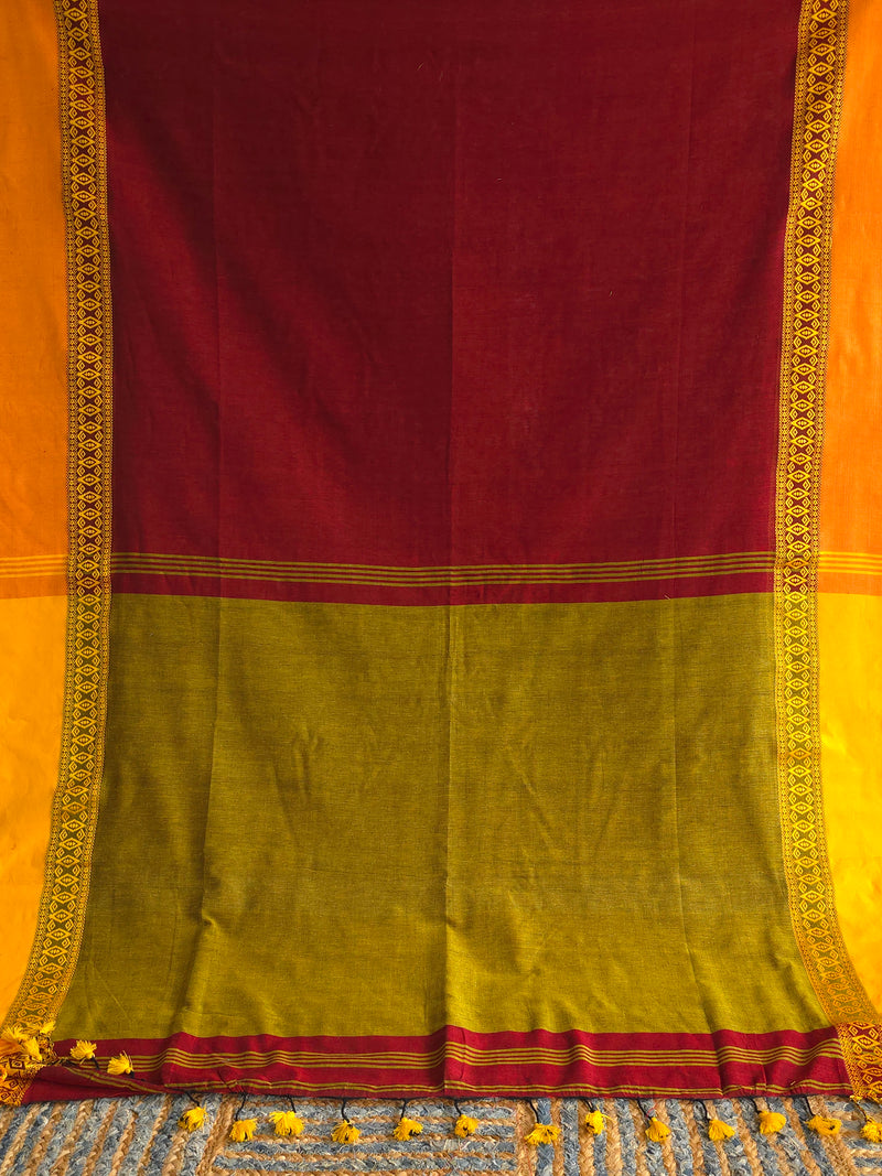 Plum : Pure Cotton Handloom Saree
