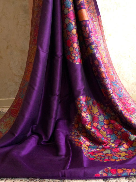 Tree of Life : Purple : Authentic Kashmiri Kani Saree