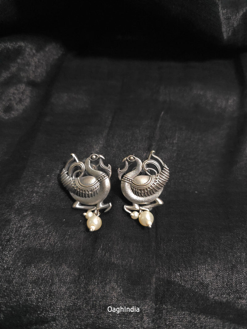 Morni - Oxidised Stud Earrings with beads