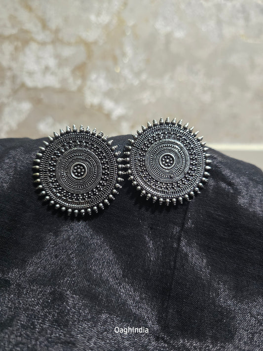 Mandala - Oxidised Stud Earrings