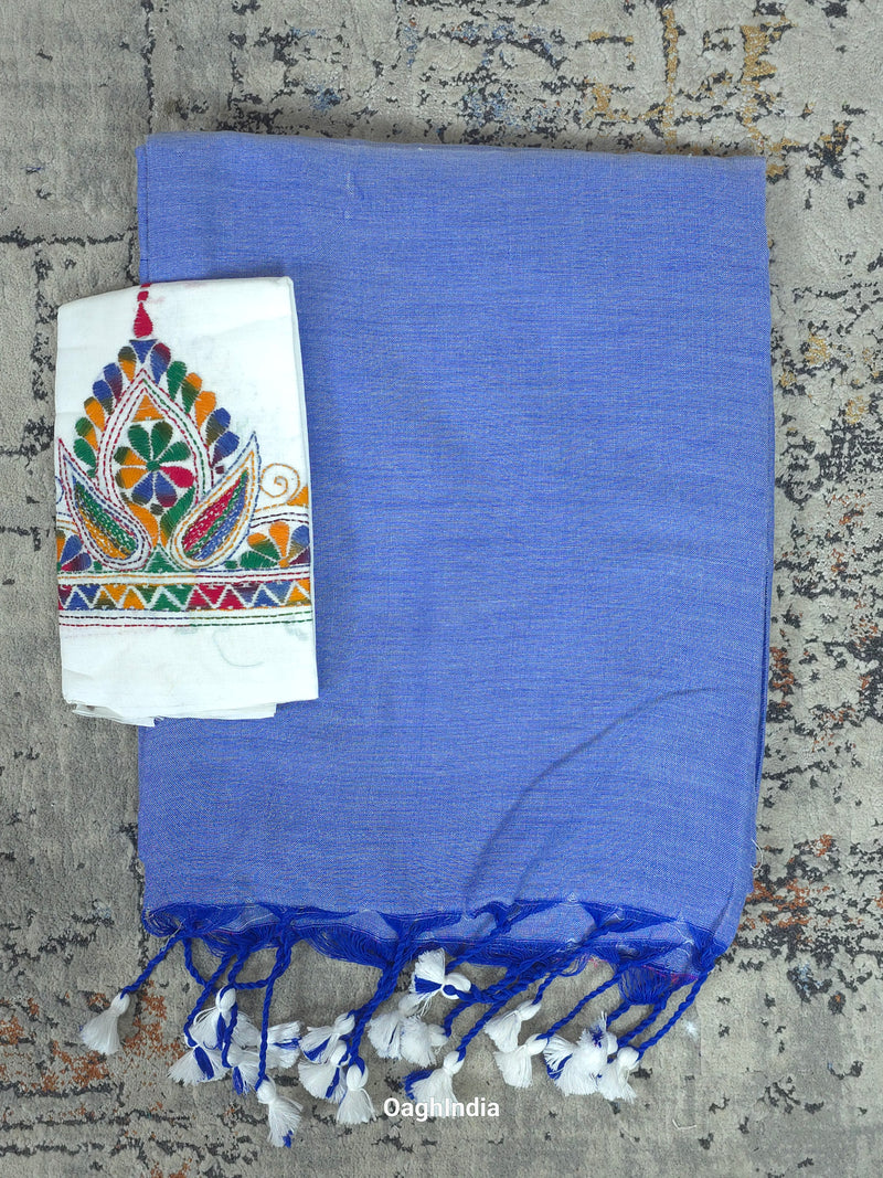 Sadagi: Cobalt Blue Soft Khadi Saree