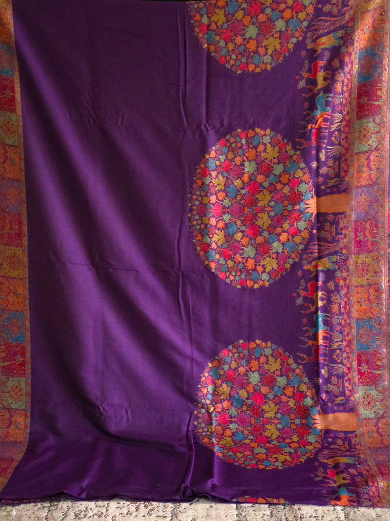Tree of Life : Purple : Authentic Kashmiri Kani Saree