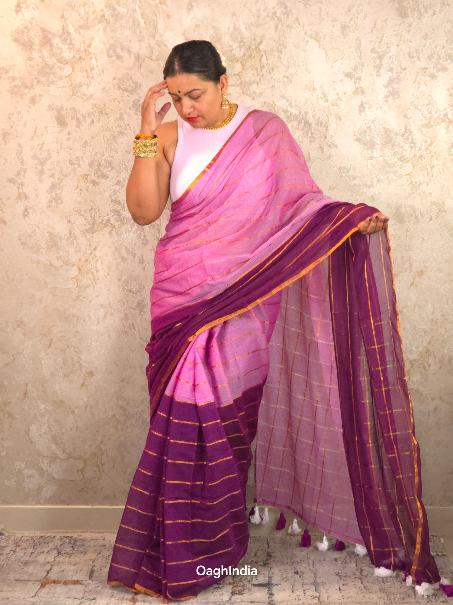 Lilac : Pure Mul Cotton Handloom