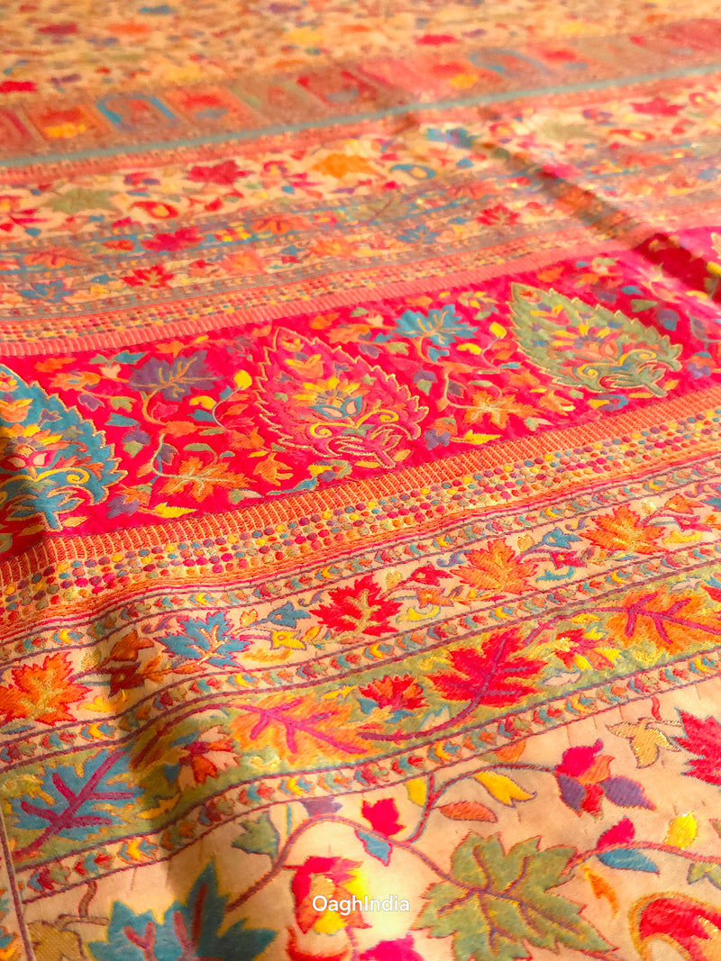 Zooni (Off-White) : Authentic Kashmiri Kani Saree