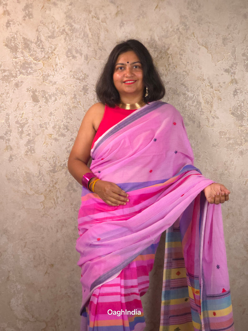 Chaitra : Pure Cotton Rainbow Saree