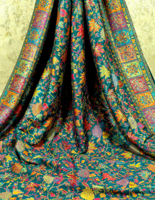 Eshal - Green (New) : Authentic Kashmiri Kani Saree