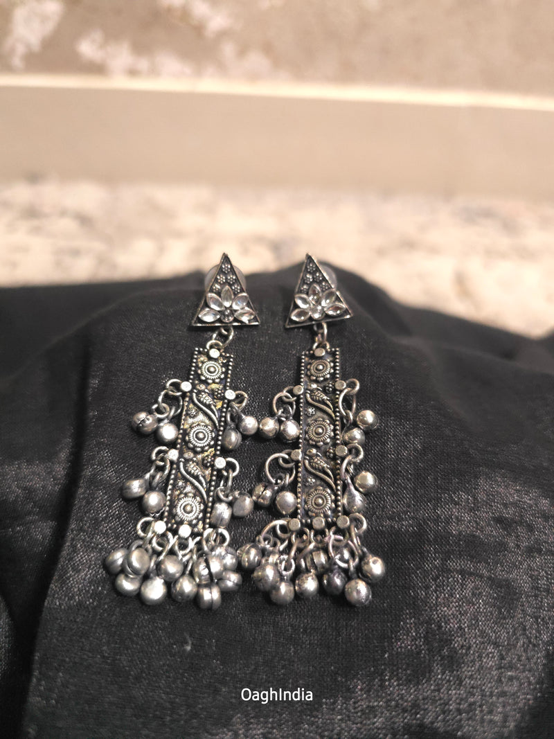 Kiya - Oxidised Dangler Earrings with beads