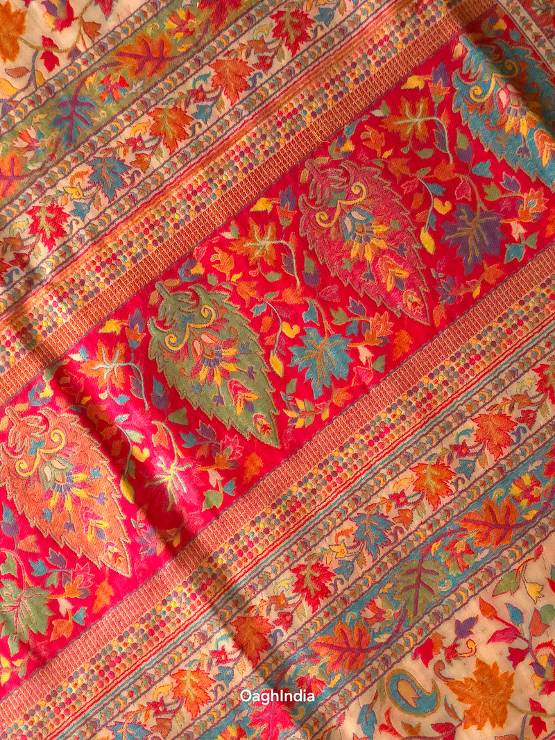 Zooni (Off-White) : Authentic Kashmiri Kani Saree