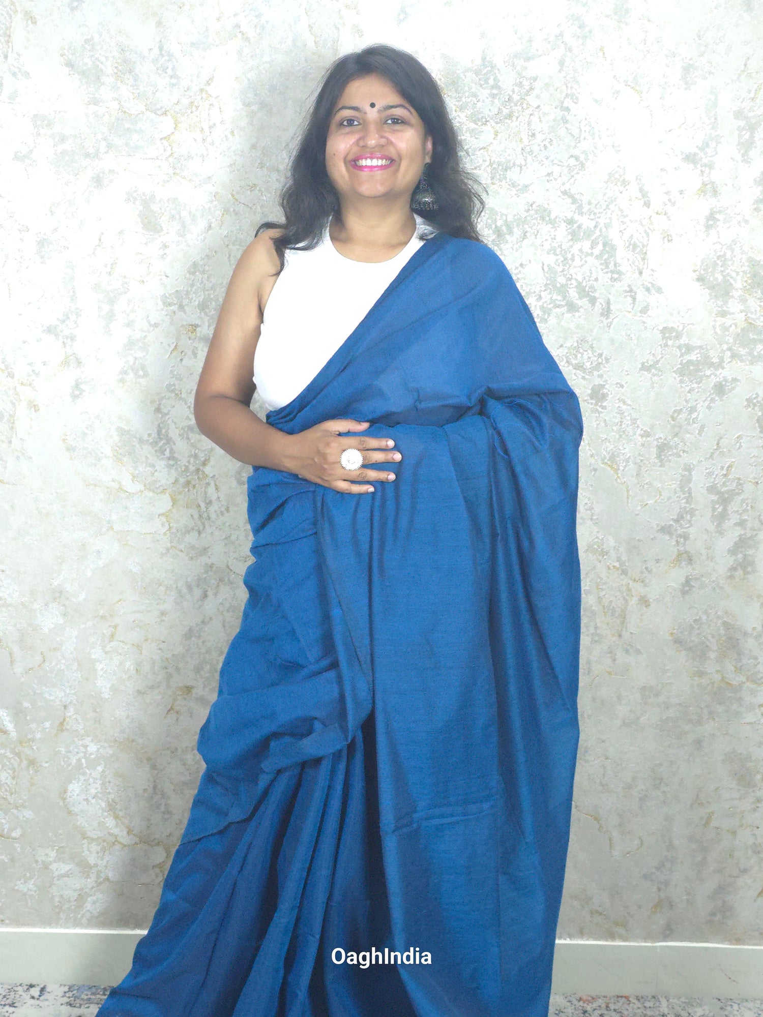 Sadagi: Royal Blue Soft Khadi Saree