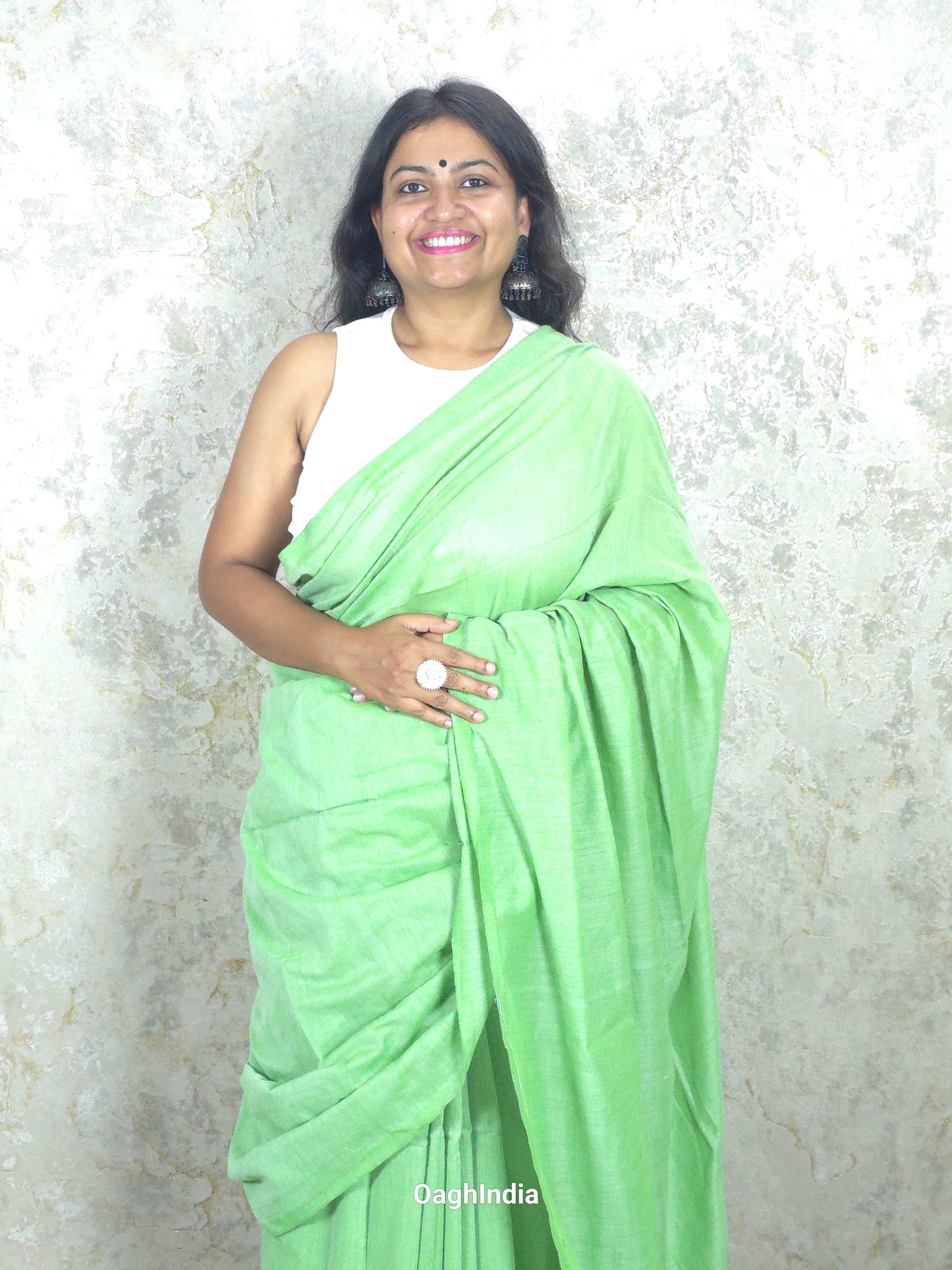 Sadagi: Teal Green Soft Khadi Saree