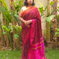 Ruhani – Brown Handloom Pure Cotton Saree with Magenta Pallu and Buti Detailing